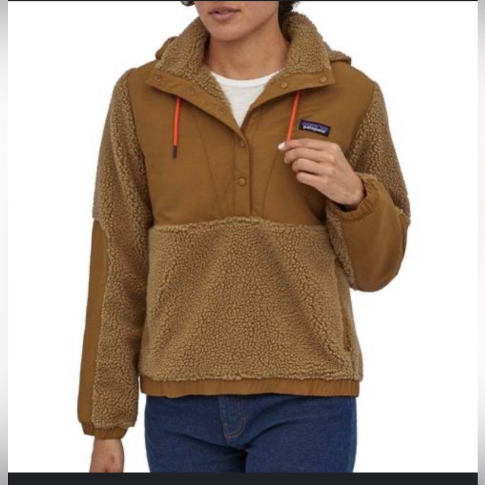 Patagonia dark tan shelled retro-x fleece pullover size M